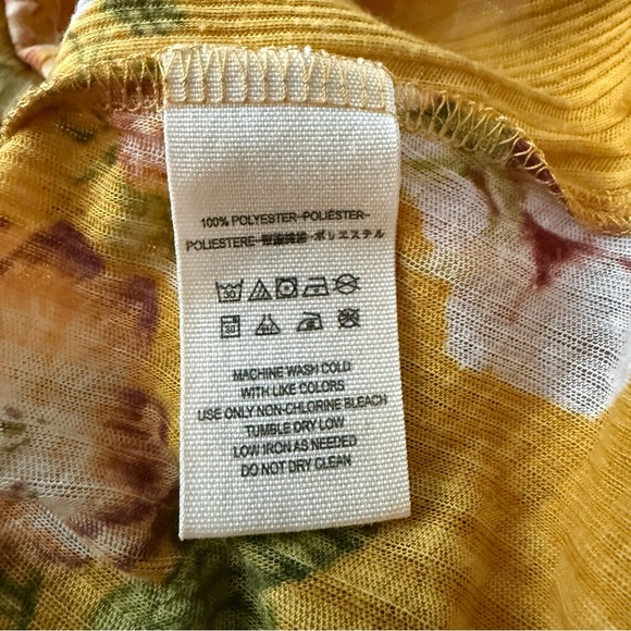 FREE PEOPLE Tunic MIRAGE Convertible Top Dress Floral Hi Lo Smocked Mustard - Picture 8 of 9